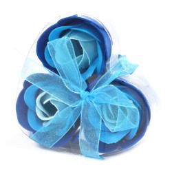 Set van 3 zeepbloemendoosje hart - blauwe rozen