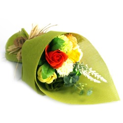Buchet de flori de sapun - galben verde -...
