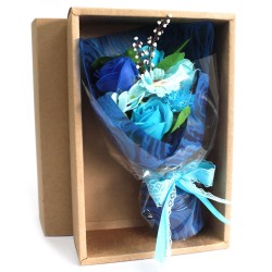 Sapone bouquet di fiori in scatola - blu -...