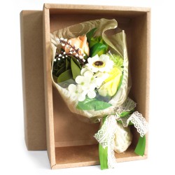 Sabonete buquê de flores em caixa - verde -...