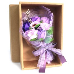 Sabonete buquê de flores em caixa - roxo -...