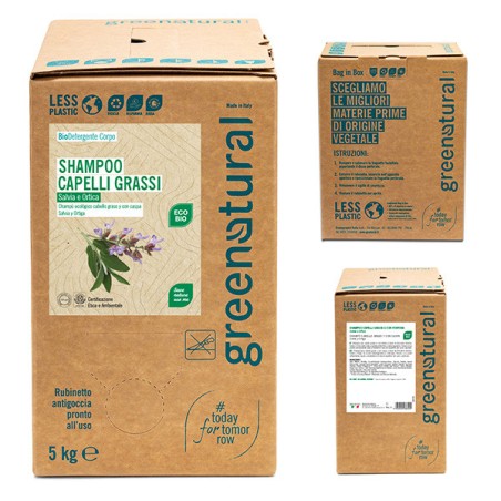 CHAMPU ANTICASPA Salvia y Ortiga ecobio BAG IN BOX 5 kg ECOLOGICO GREENNATURAL
