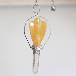Péndulo de ángel con anillo de cuarzo amarillo...