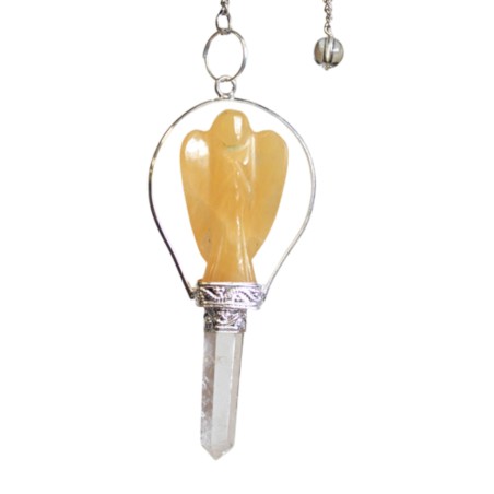 Péndulo de ángel con anillo de cuarzo amarillo Mágico