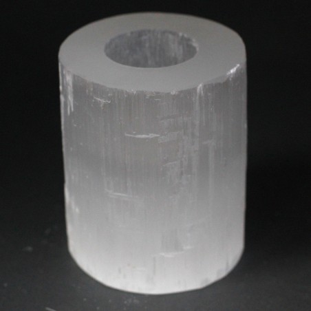 Selenite cylinder candelabra - 10 cm
