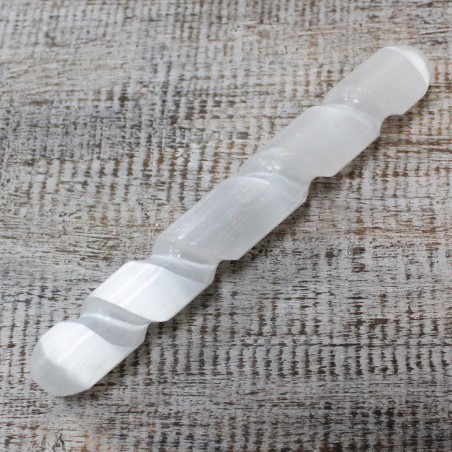 Varita Espiral de Selenita - Aprox.16 cm ( Ambos extremos redondos)