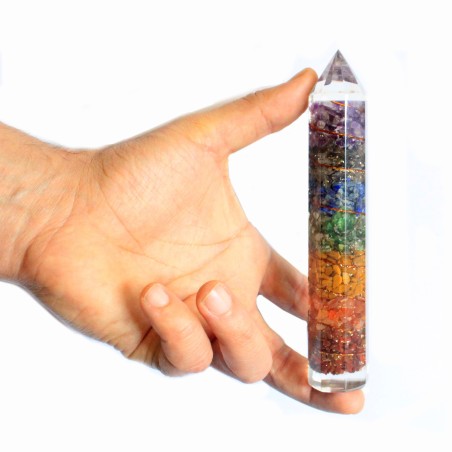 Orgonite-Água - 15 cm esculpida com Cobre e Pedras Preciosas