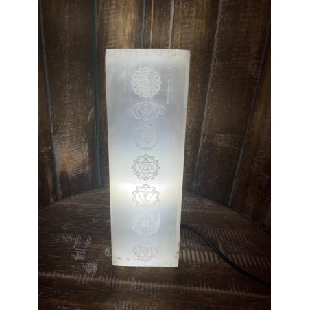 Lampe bloc de sélénite 25cm - Lampe Chakra