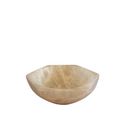 Bol hexagonal de selenita - 15cm