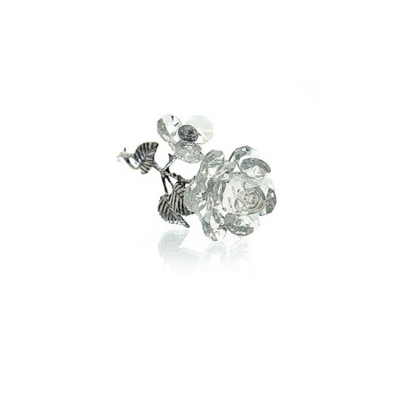 Crystal Rose with Silver Stem