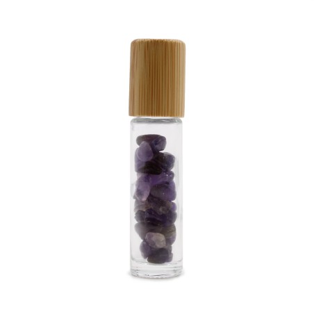 Edelsteen etherische olie rollerfles - Amethist - houten deksel