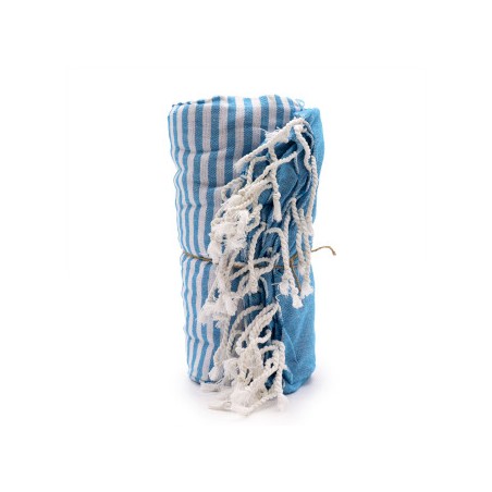 Serviette en coton - Paréo - 100x180 cm - Bleu Ciel