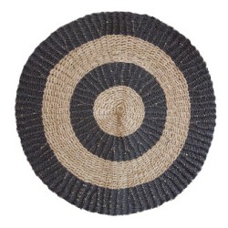 Tapis rond Algue Jonc de mer Noir & Marron -...