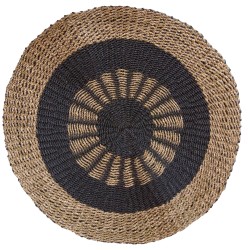 Zeewier Zeegras Rond Vloerkleed Zwart & Bruin -...