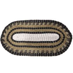 Tappeto ovale con alghe nere, bianche e marroni...