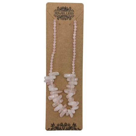 Lange stenen edelsteenketting - Rozenkwarts - Liefde
