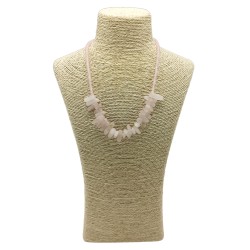 Colar Longo de Pedra Gema - Quartzo Rosa - Amor