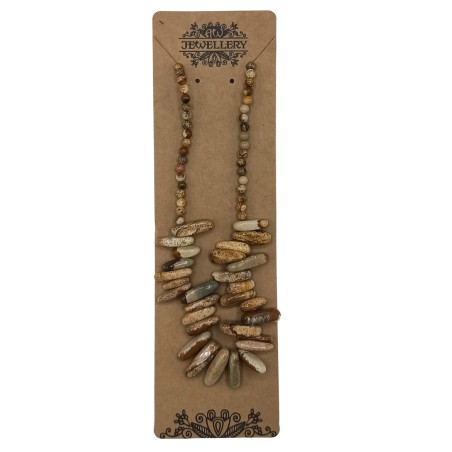 Collar de Gemas de Piedra Larga - Piedra de mapa - Creatividad y Protección