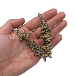 Collar de Gemas de Piedra Larga - Piedra dálmata - Pensamientos positivos