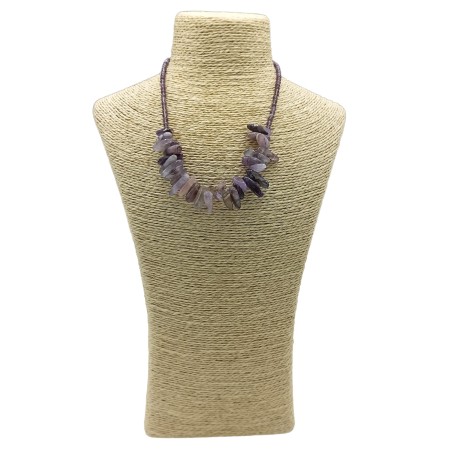 Collar de Gemas de Piedra Larga - Amatista - Calma y Claridad