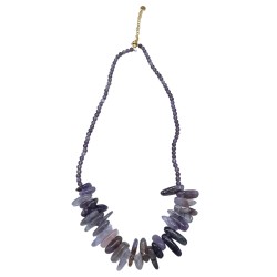 Collar de Gemas de Piedra Larga - Amatista - Calma y Claridad