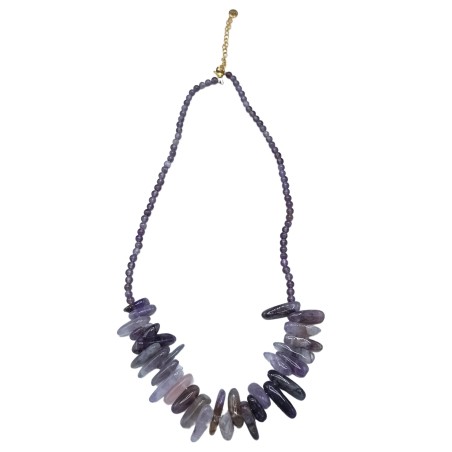Collar de Gemas de Piedra Larga - Amatista - Calma y Claridad
