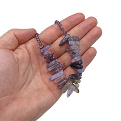 Collar de Gemas de Piedra Larga - Amatista - Calma y Claridad