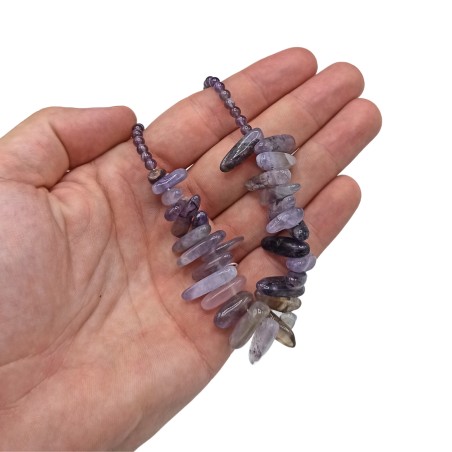 Collar de Gemas de Piedra Larga - Amatista - Calma y Claridad