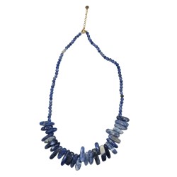 Collar de Gemas de Piedra Larga - Sodalita - Verdad y pensamiento
