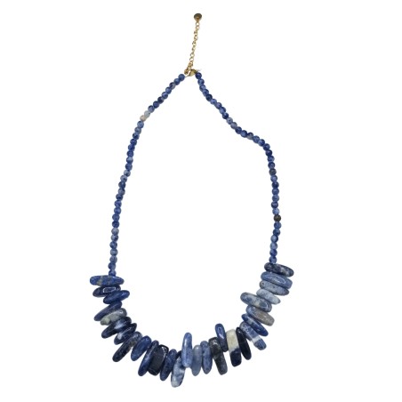 Collar de Gemas de Piedra Larga - Sodalita - Verdad y pensamiento