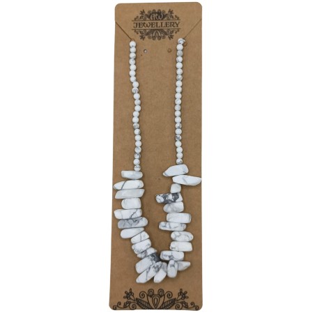 Collar de Gemas de Piedra Larga - Jaspe blanco - Paz y amistad