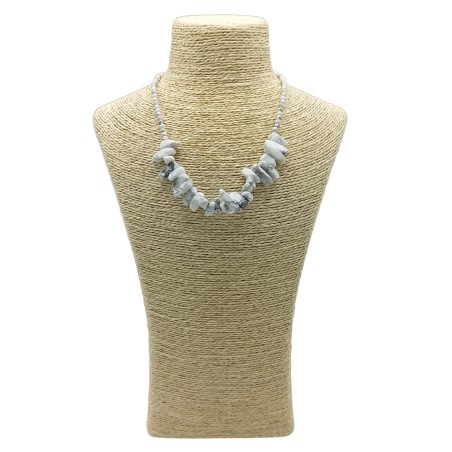 Collar de Gemas de Piedra Larga - Jaspe blanco - Paz y amistad