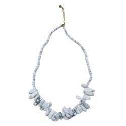 Collar de Gemas de Piedra Larga - Jaspe blanco - Paz y amistad