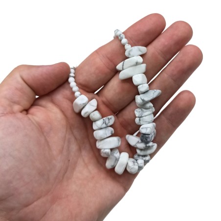 Collar de Gemas de Piedra Larga - Jaspe blanco - Paz y amistad
