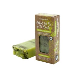 SABONETE ARTESANAL AZEITE, TEA TREE E CHÁ VERDE...