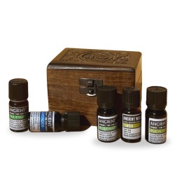 KIT D’AROMATHÉRAPIE (BOÎTE EN BOIS ET 6 HUILES...
