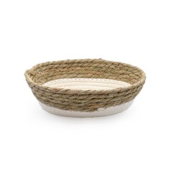 PANIER OVALE EN TISSAGE ET OSIER 24X18X8CM