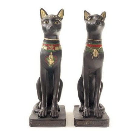 FIGURA GATTO NERO EGIZIANO IN RESINA 20 CM. (protezione e fortuna) 1 unità