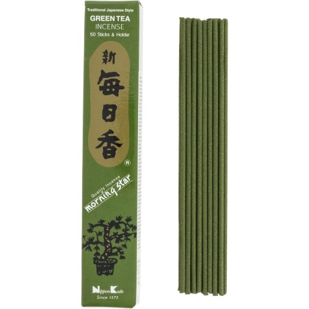 Encens Japonès Morning Star Sàndal Te verd Green Tea Nippon Kodo ( 20g) 50 barretes + encensari