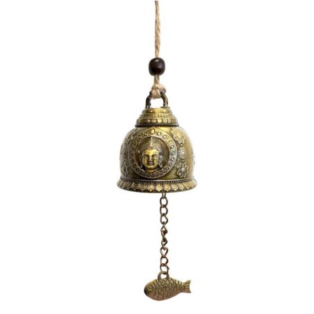 Carrilhão de Vento Boa Sorte Buda/Peixe 24cm
