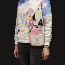 Bolsa de cáñamo móvil con cuerda - Color aleatorio - 17x13x3cm