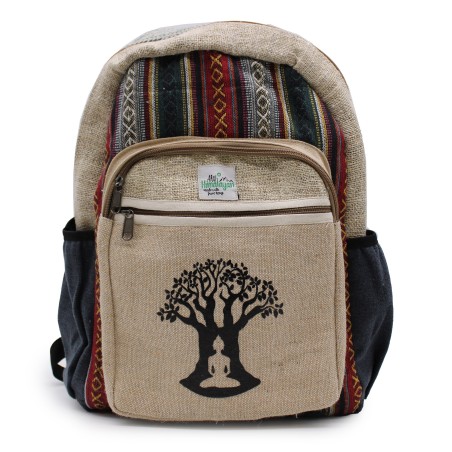 Mochila Grande de Cáñamo - Diseño Árbol de Bohdi - 45x30x10cm