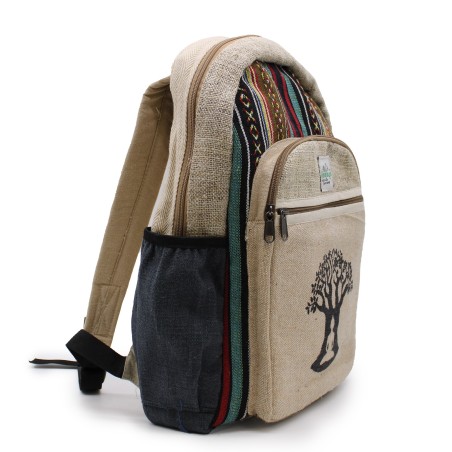 Mochila Grande de Cáñamo - Diseño Árbol de Bohdi - 45x30x10cm