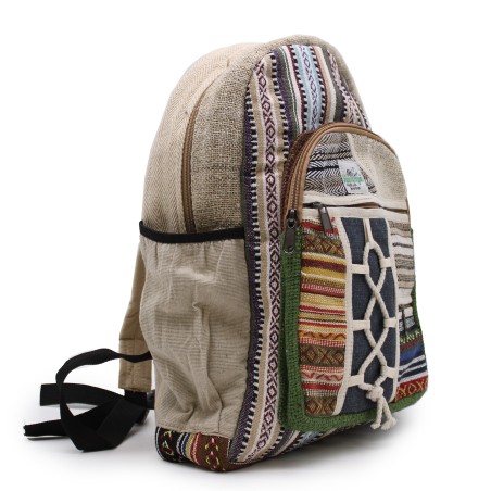 Mochila Grande de Cáñamo - Estilo Cuerda y Bolsillos - 45x30x10cm
