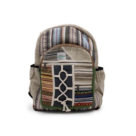 Large Hemp Backpack - Rope Style and Pockets - 45x30x10cm