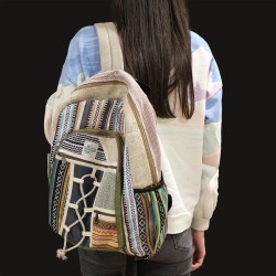 Mochila Grande de Cáñamo - Estilo Cuerda y Bolsillos - 45x30x10cm