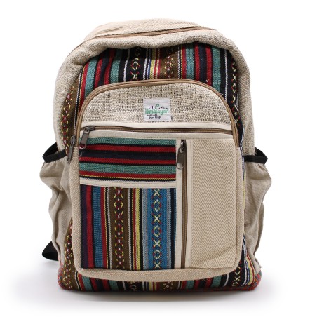 Mochila Grande de Cáñamo - Estilo Cremalleras Rectas - 45x30x10cm