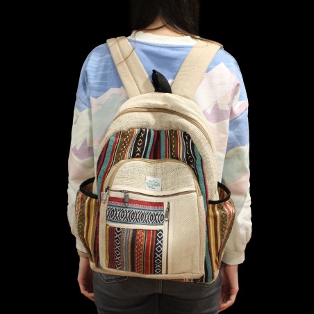 Mochila Grande de Cáñamo - Estilo Cremalleras Rectas - 45x30x10cm