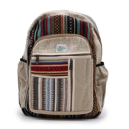 Mochila Grande de Cáñamo - Estilo Cremalleras Rectas - 45x30x10cm