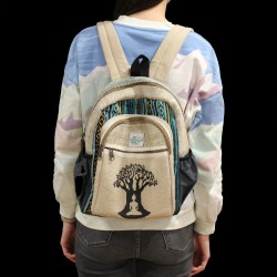 Mochila Pequeña de Cáñamo - Diseño Árbol de Bohdi - 30x22x7cm